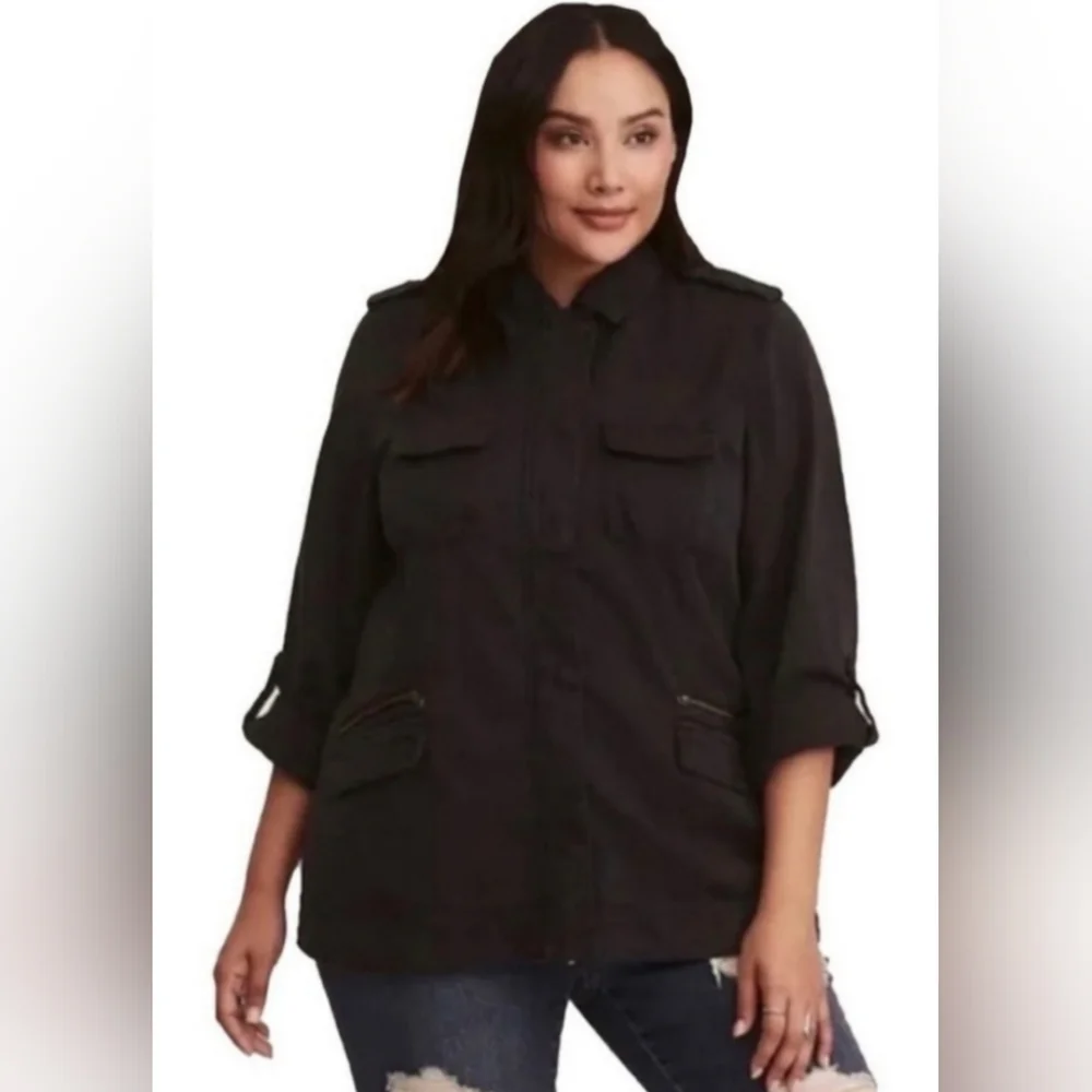 Torrid, Black Twill Jacket, "Property Of No One" Size 3X - Picture 7 of 8